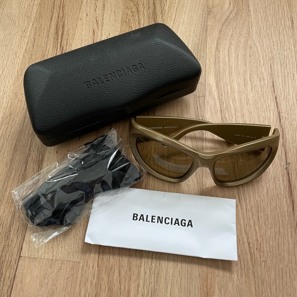 Balenciaga D Frame Wrap Sunglasses in Gold - As seen on Kim Kardashian